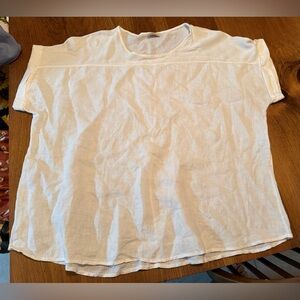 Bellambra Italy Pure Linen Boxy Tunic Top Lightweight Lagenlook Beachy White 3X